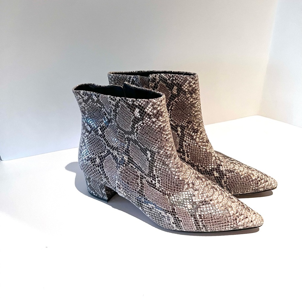 Corso Como Python Leather Pointed Block Heel Boot… - image 2